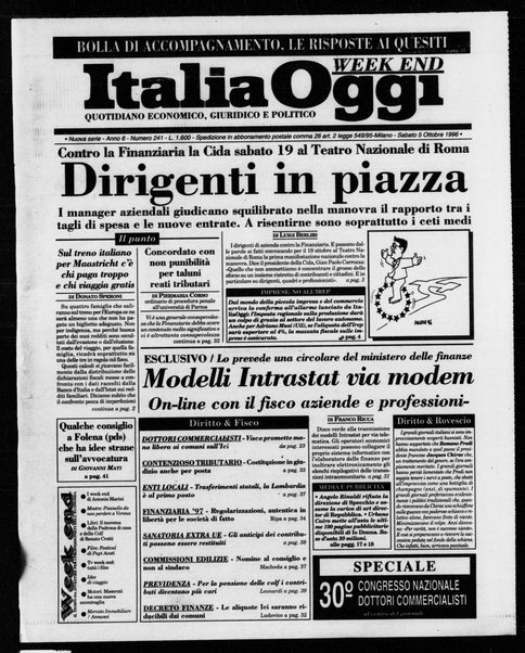 Italia oggi : quotidiano di economia finanza e politica